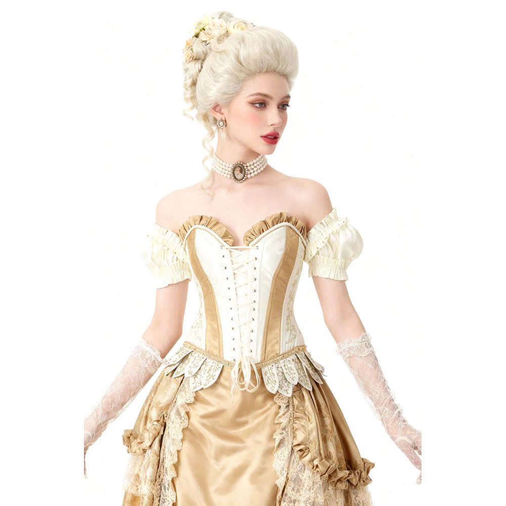 Attitude Corsets - Kilee Rococo Valkyrie Embroidery survêtement corset - Couleur ivoire